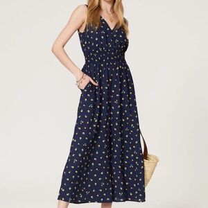Kate Spade Navy Jumpsuit with Yellow Floral Print